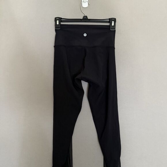 Lululemon Wunder Under Leggings 4 Black Women High-Rise Tight 28" Shine Moto - Picture 2 of 7